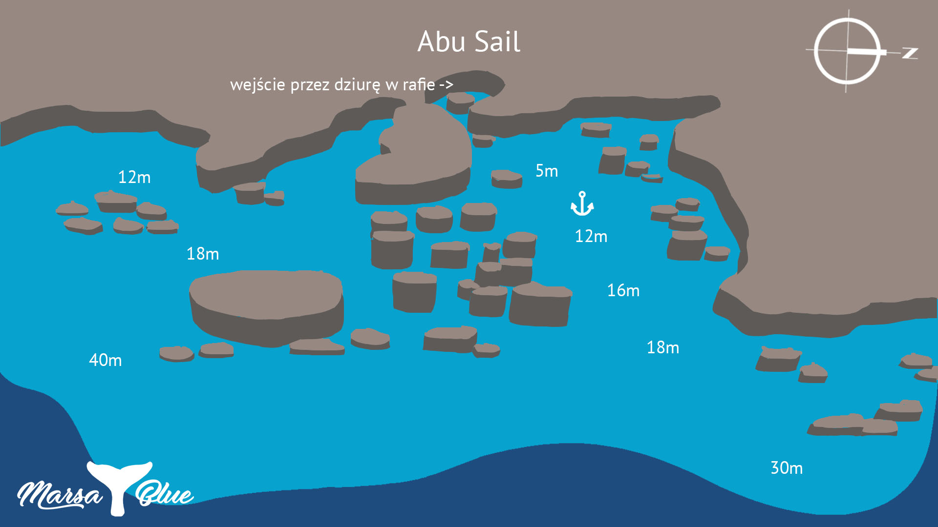 Abu Sail - Mapa spotu nurkowego