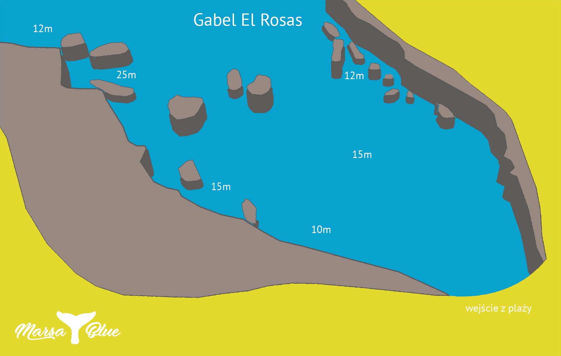 Gebel El Rosas - Mapa spotu nurkowego