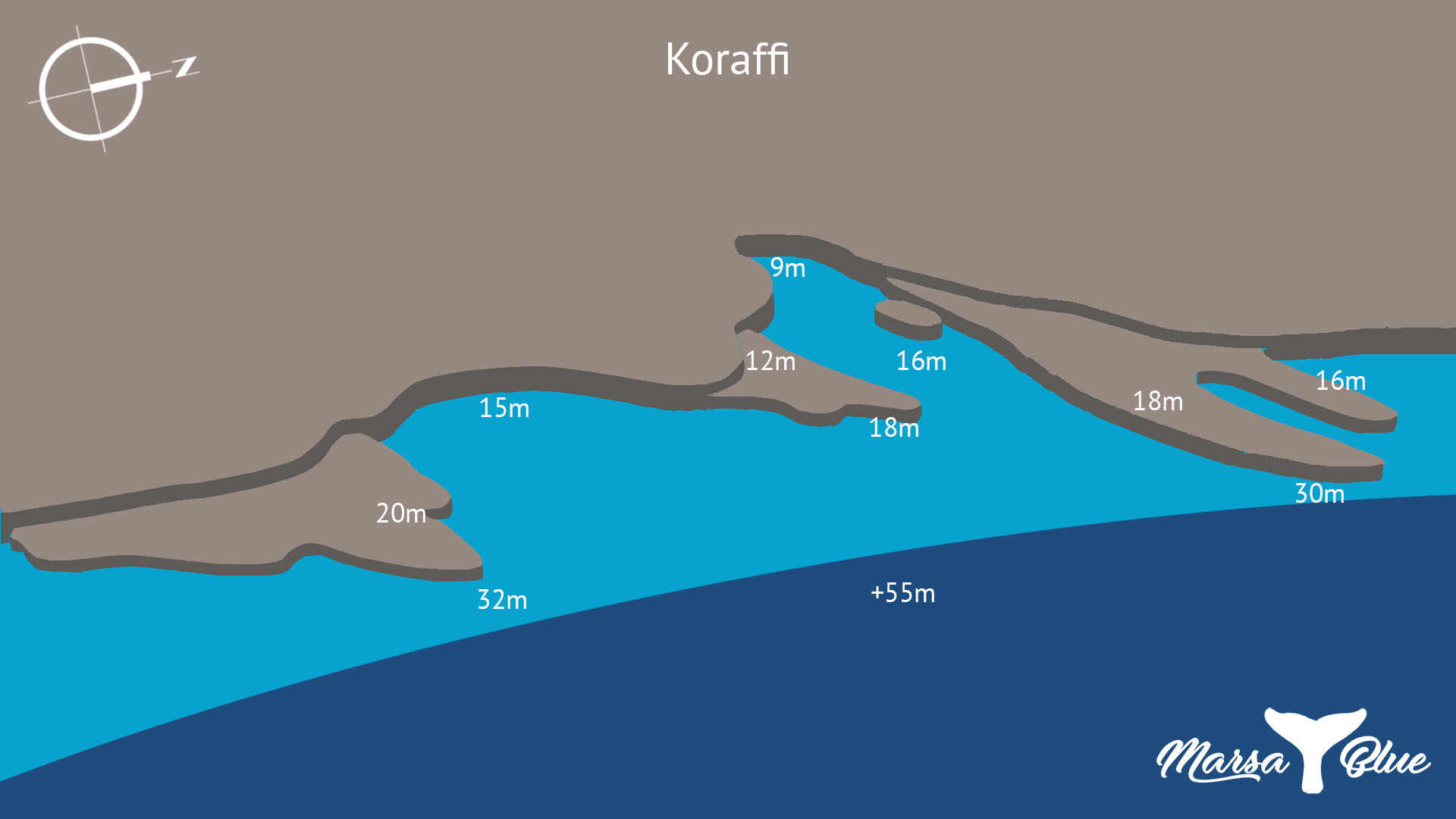Koraffi - Mapa spotu nurkowego