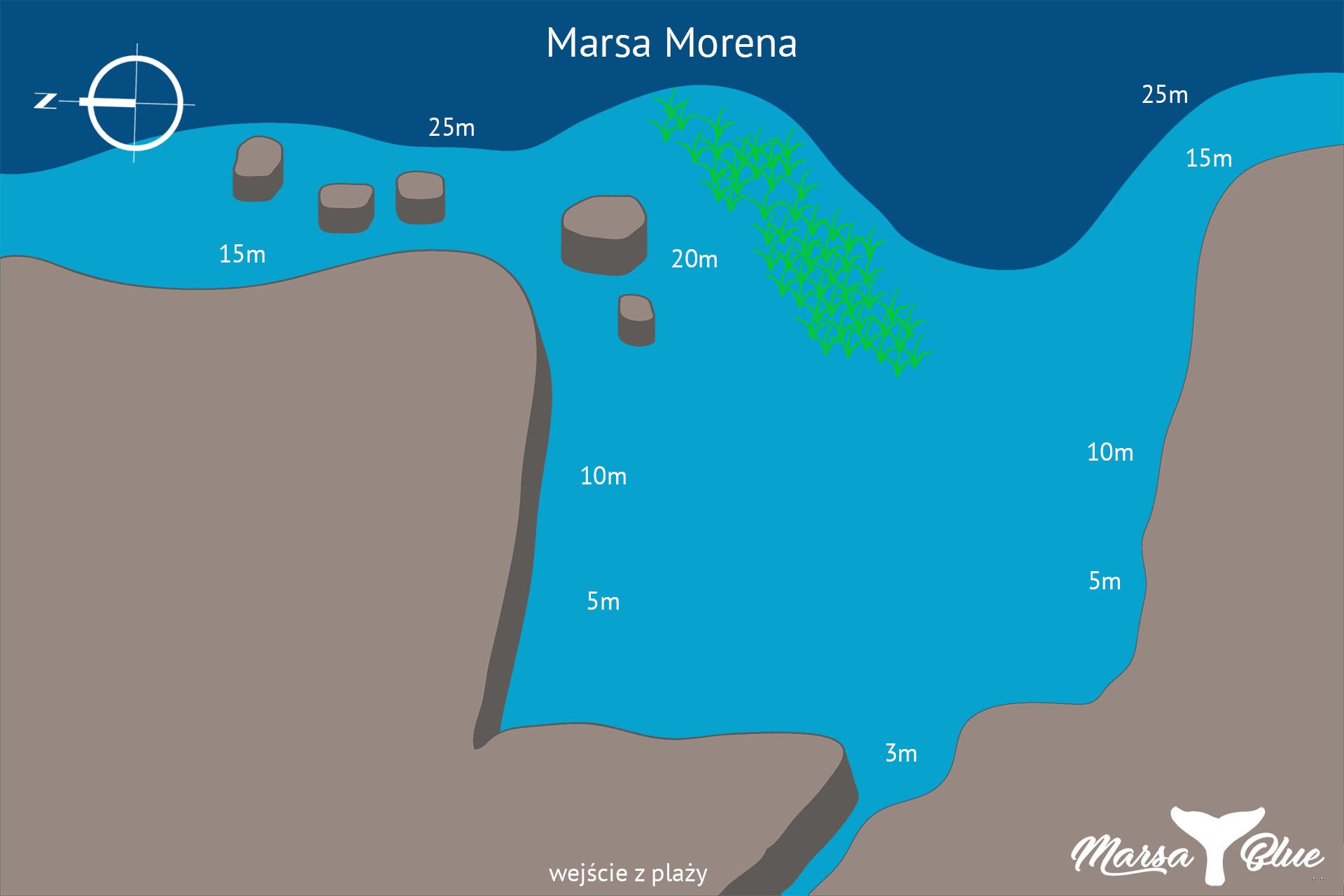 Marsa Murena - Mapa spotu nurkowego