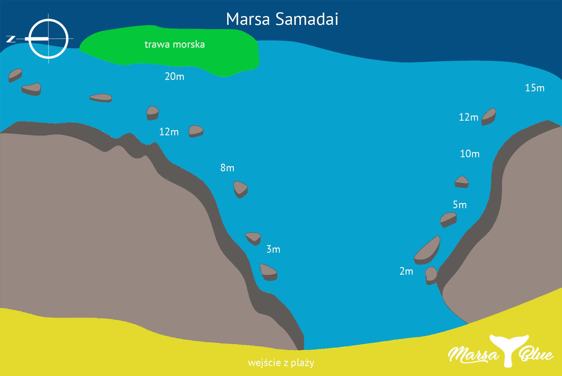 Marsa Samadai - Mapa spotu nurkowego